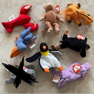 7 teenie beanie babies